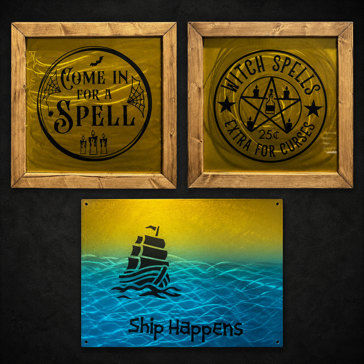 Gothic wall art and dark metal signs by Wheelie Slow Customs